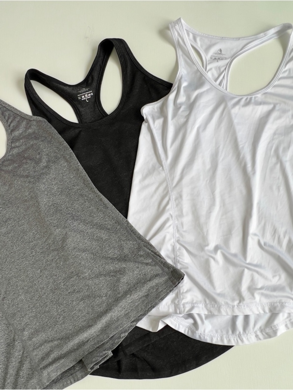Women's Racerback Tank Tops- White, Gray, Black - Picture 2 of 3